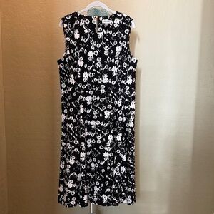 Calvin Klein Black and White Floral Midi Dress